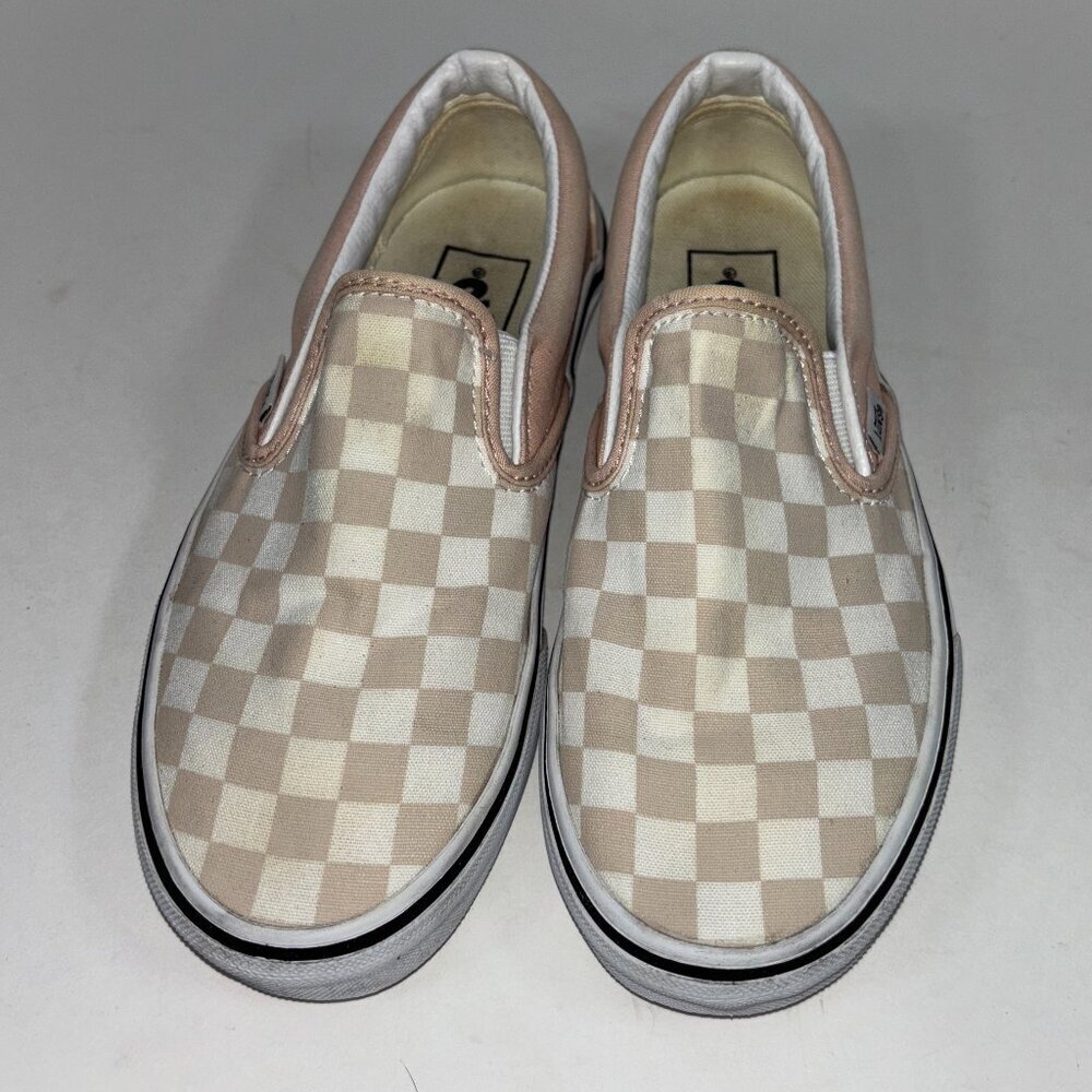 VANS PINK checkered slip ons Women's 5.5